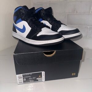 Nike Air Jordan 1 Mid Black and Blue High-Tops
